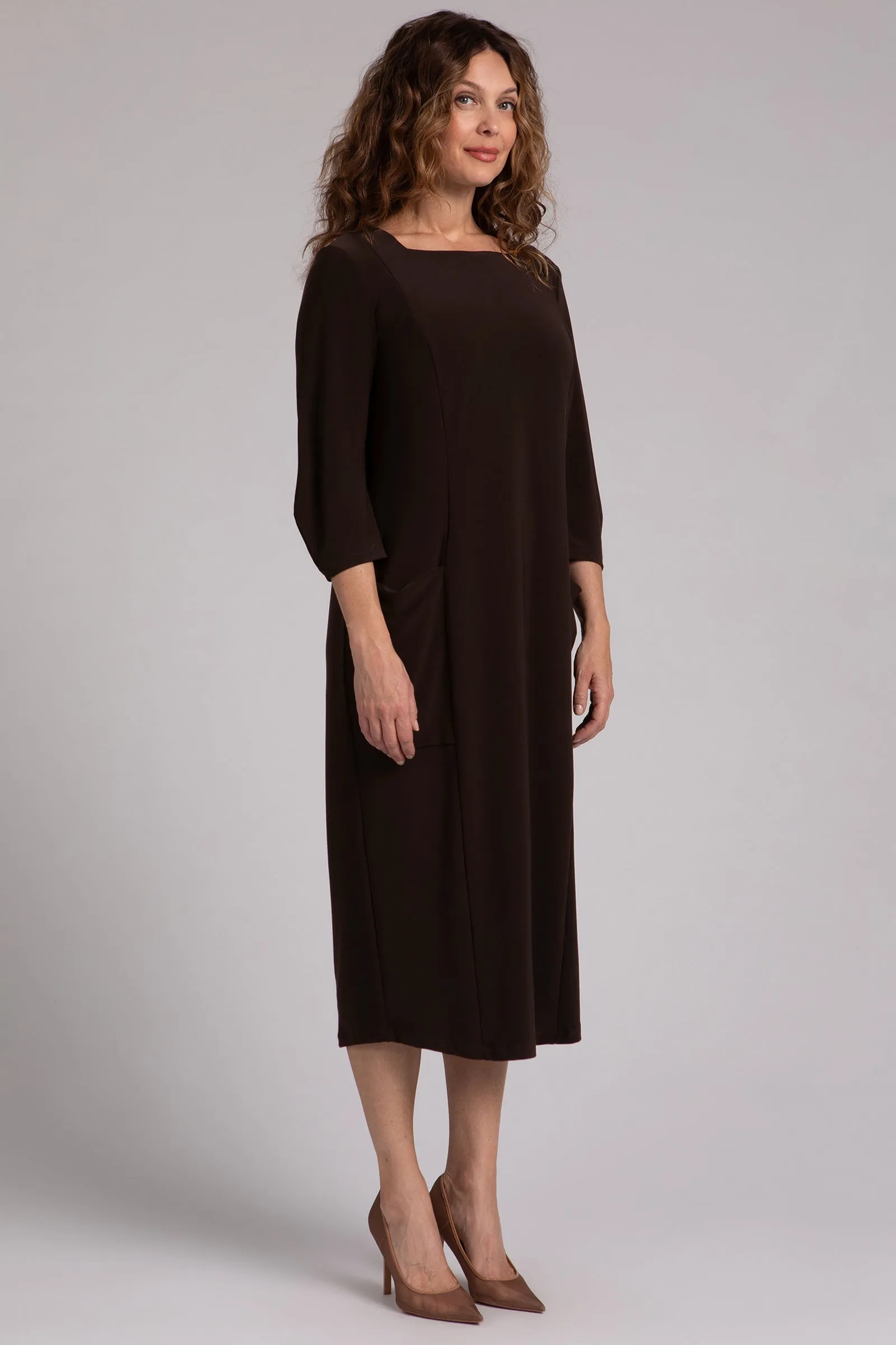 Lantern Column Dress | Chocolate