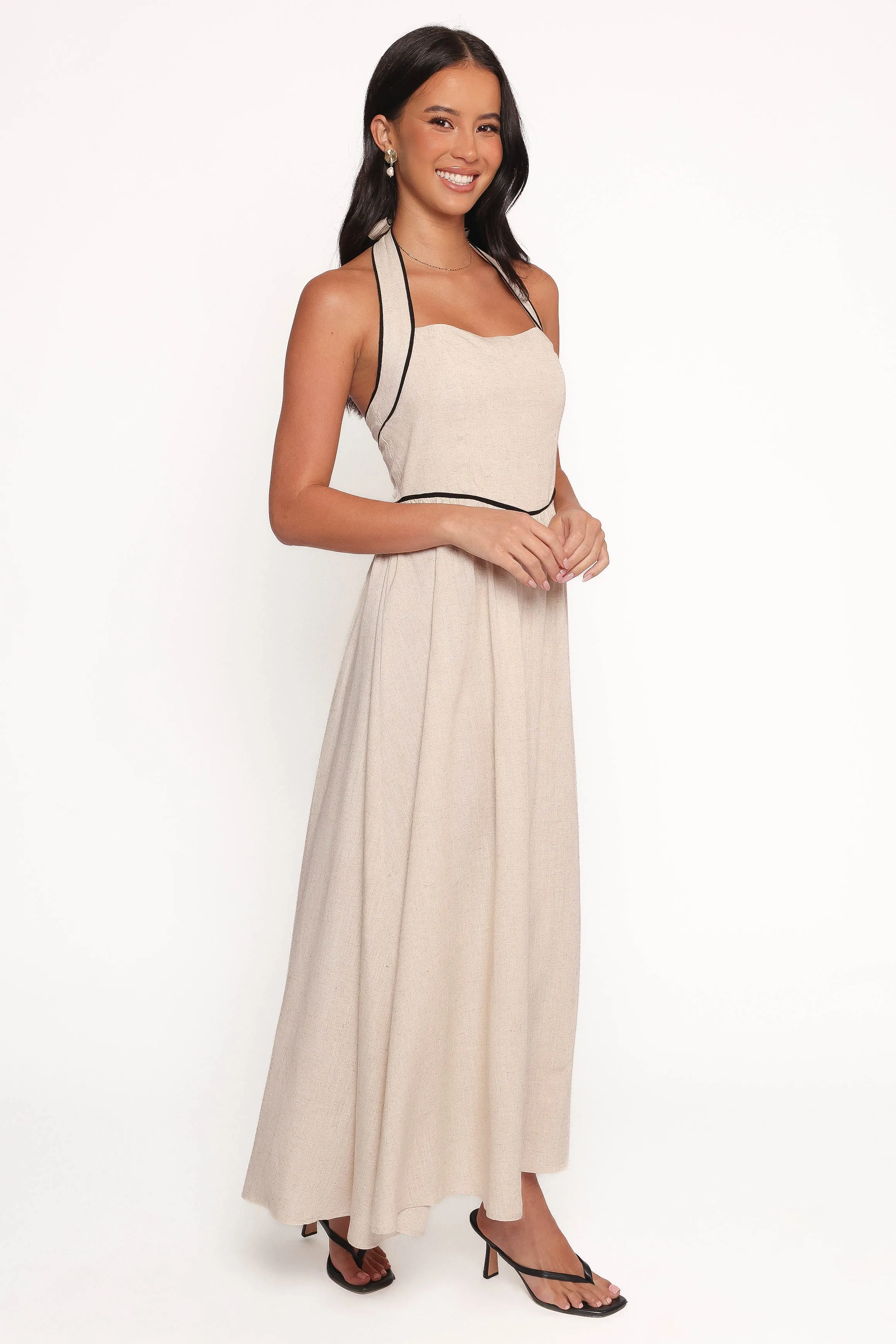 Lee Maxi Halterneck Dress - Oatmeal