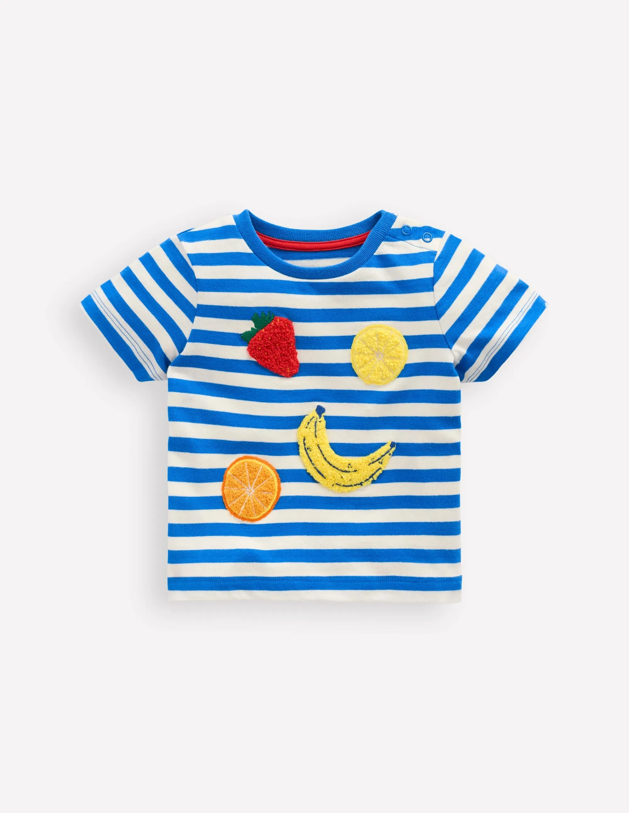 Logo Interest T-Shirt-Blue Stripe Fruit