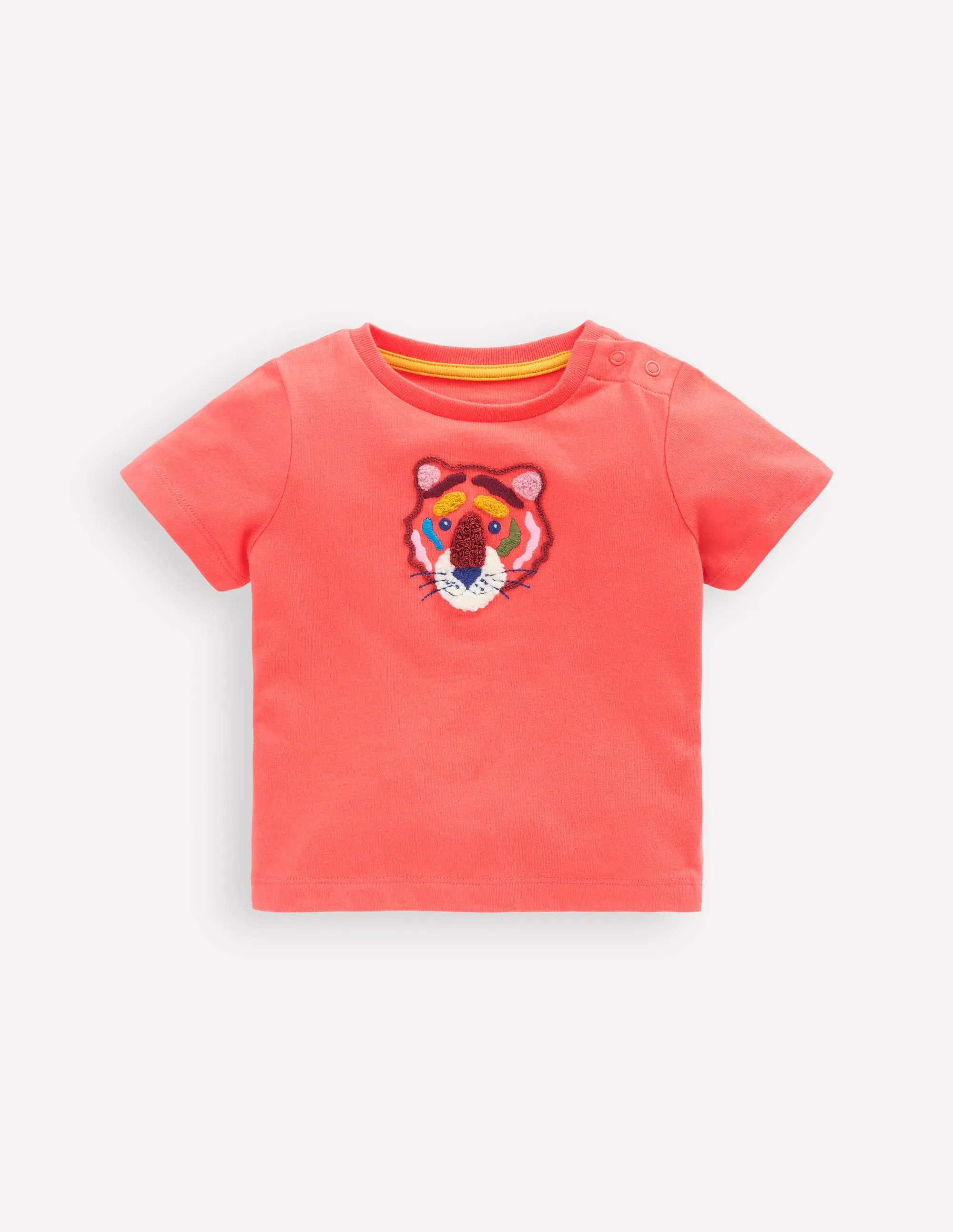 Logo Interest T-Shirt-Hot Coral Tiger