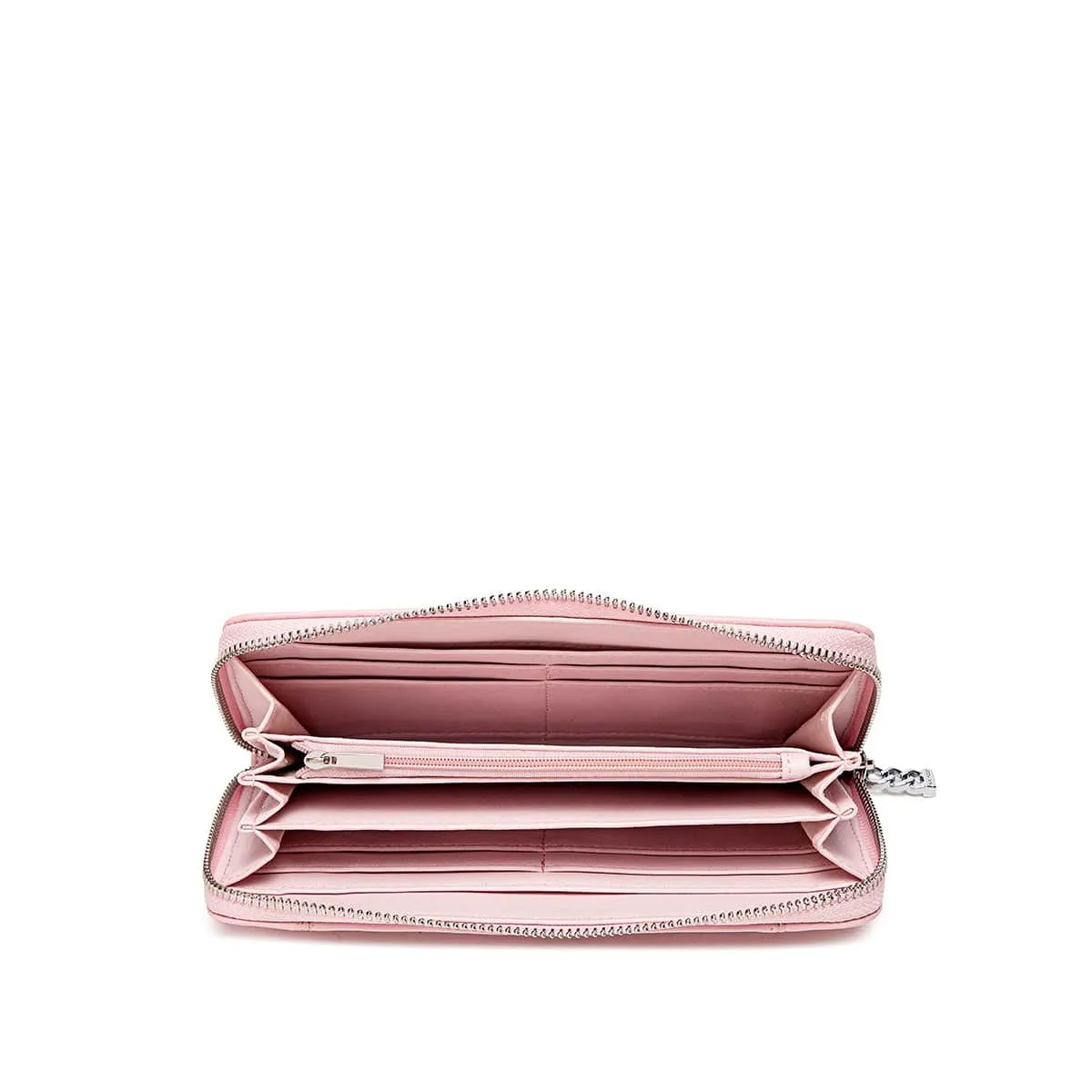 Mae Vegan Leather Zip Wallet | Light Pink Pebbled
