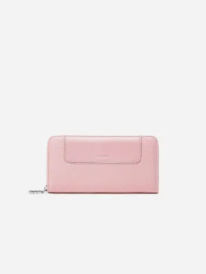 Mae Vegan Leather Zip Wallet | Light Pink Pebbled