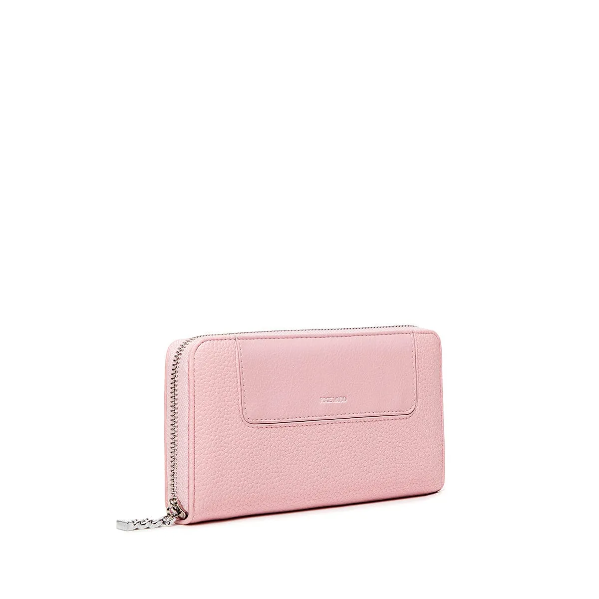 Mae Vegan Leather Zip Wallet | Light Pink Pebbled