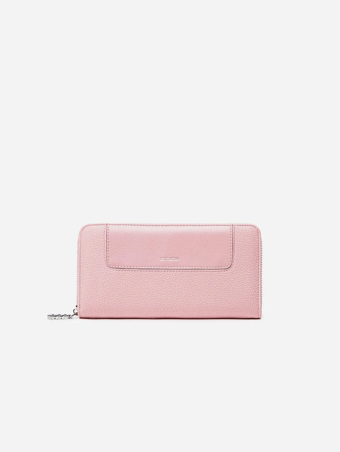 Mae Vegan Leather Zip Wallet | Light Pink Pebbled