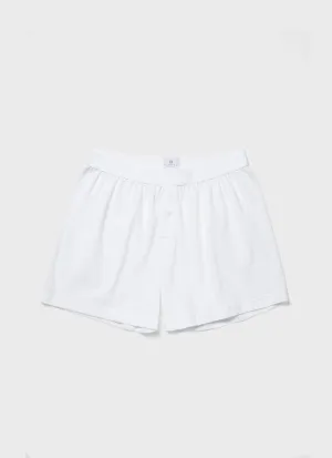Men's Cellular Cotton One-Button Boxer Shorts in White