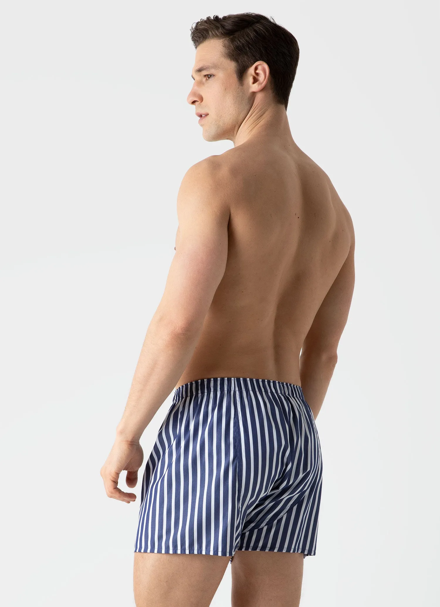 Men's Classic Boxer Shorts in Navy/White Wide Stripe