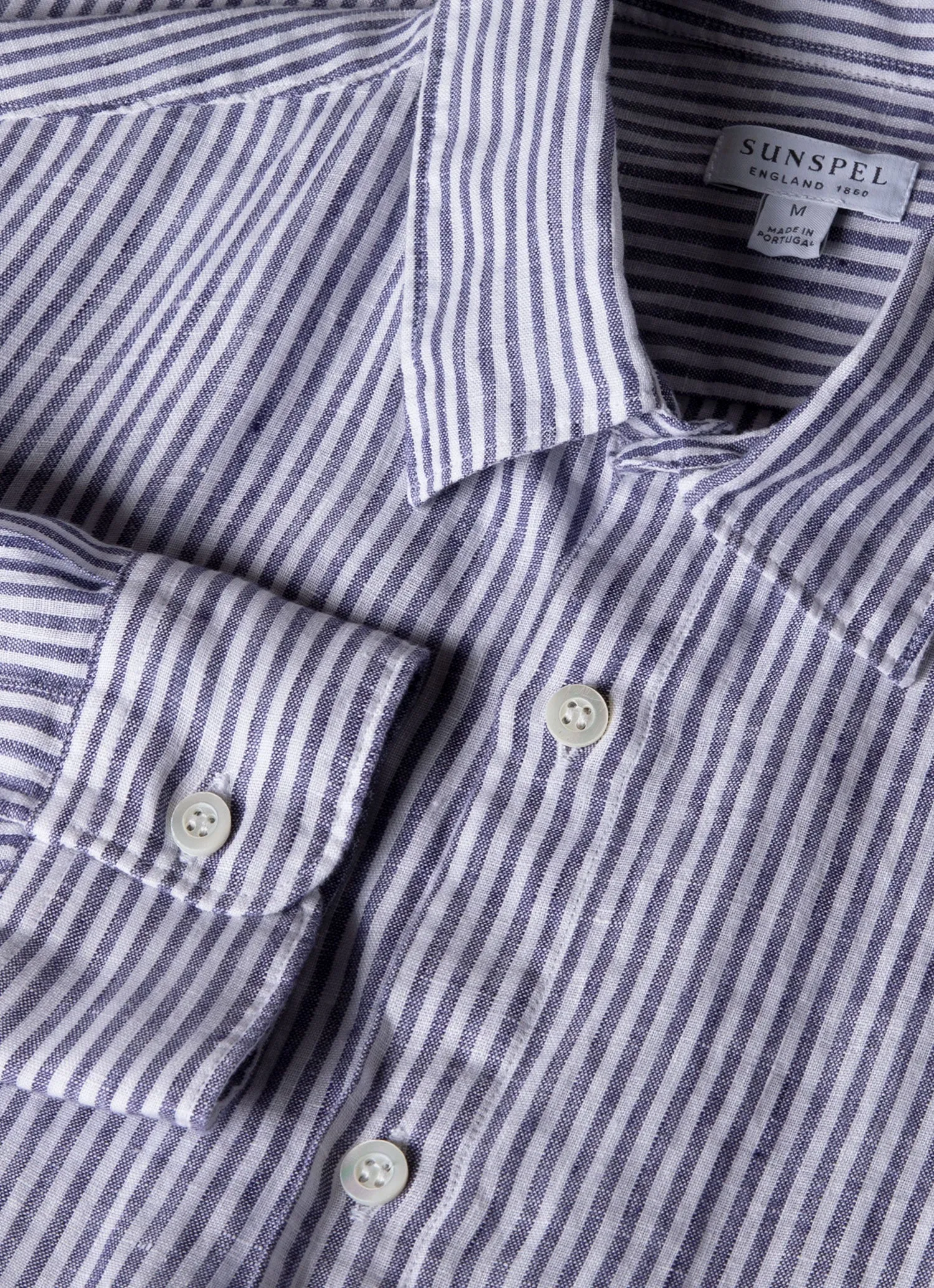 Men's Linen Shirt in Navy/White Linen