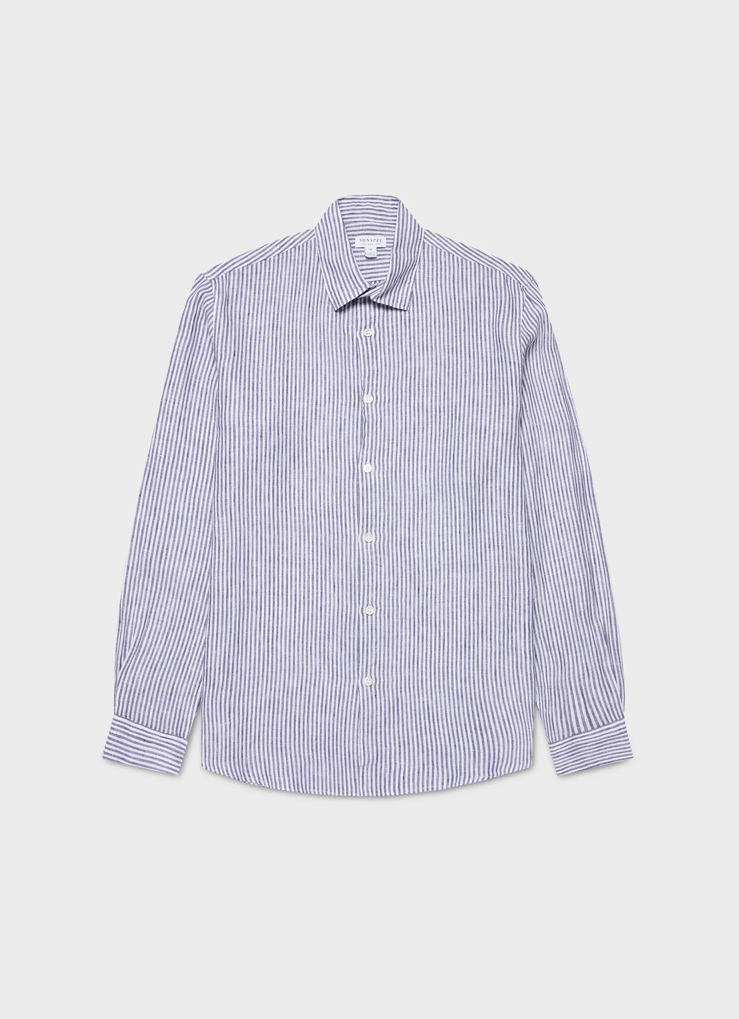 Men's Linen Shirt in Navy/White Linen