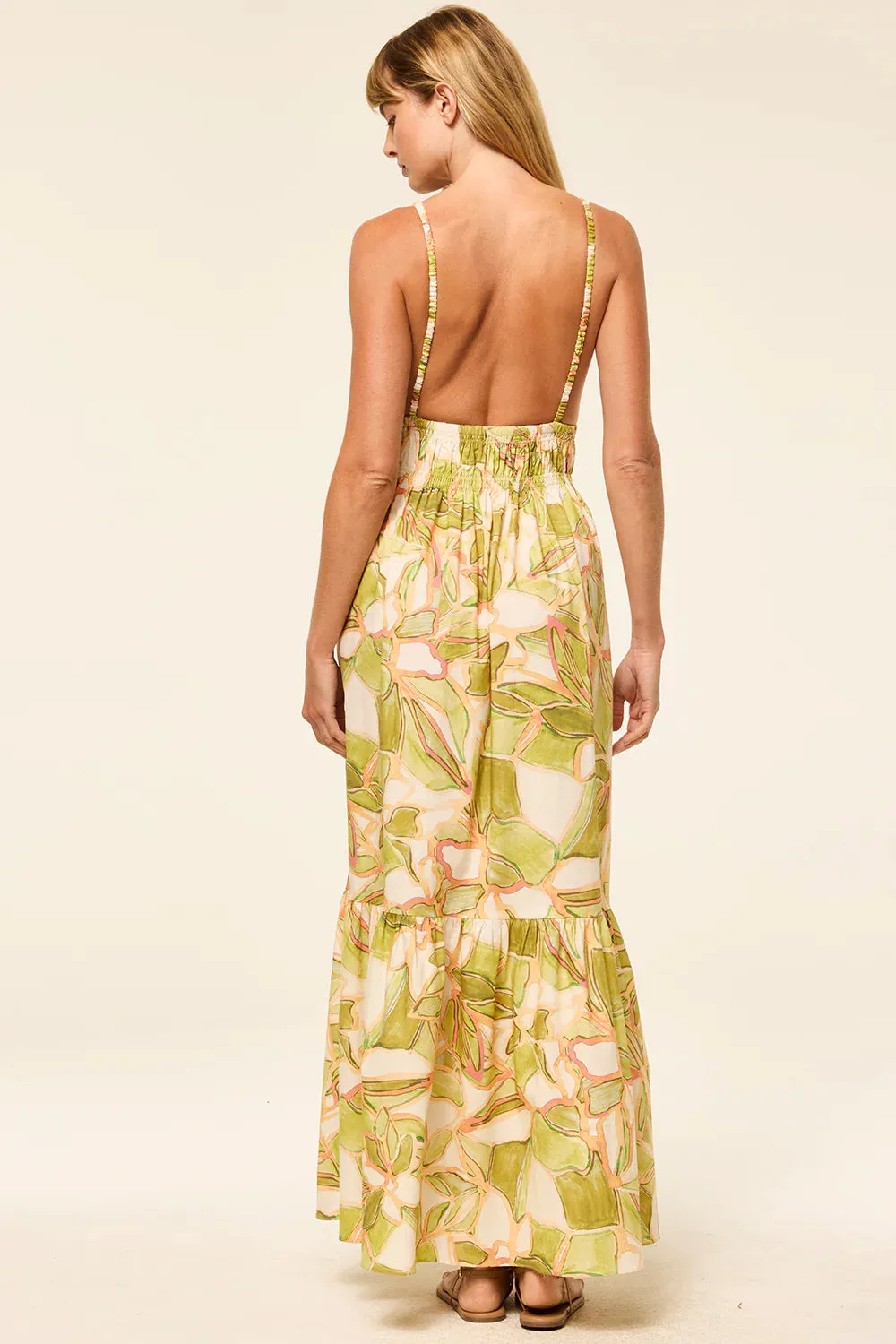 Mi92169 Chartreuse Abstract Maxi Dress