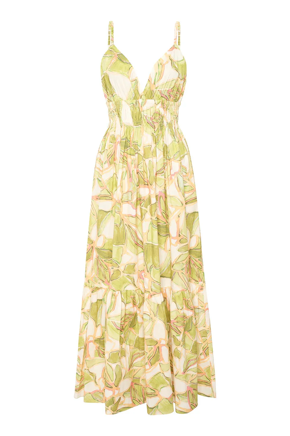 Mi92169 Chartreuse Abstract Maxi Dress