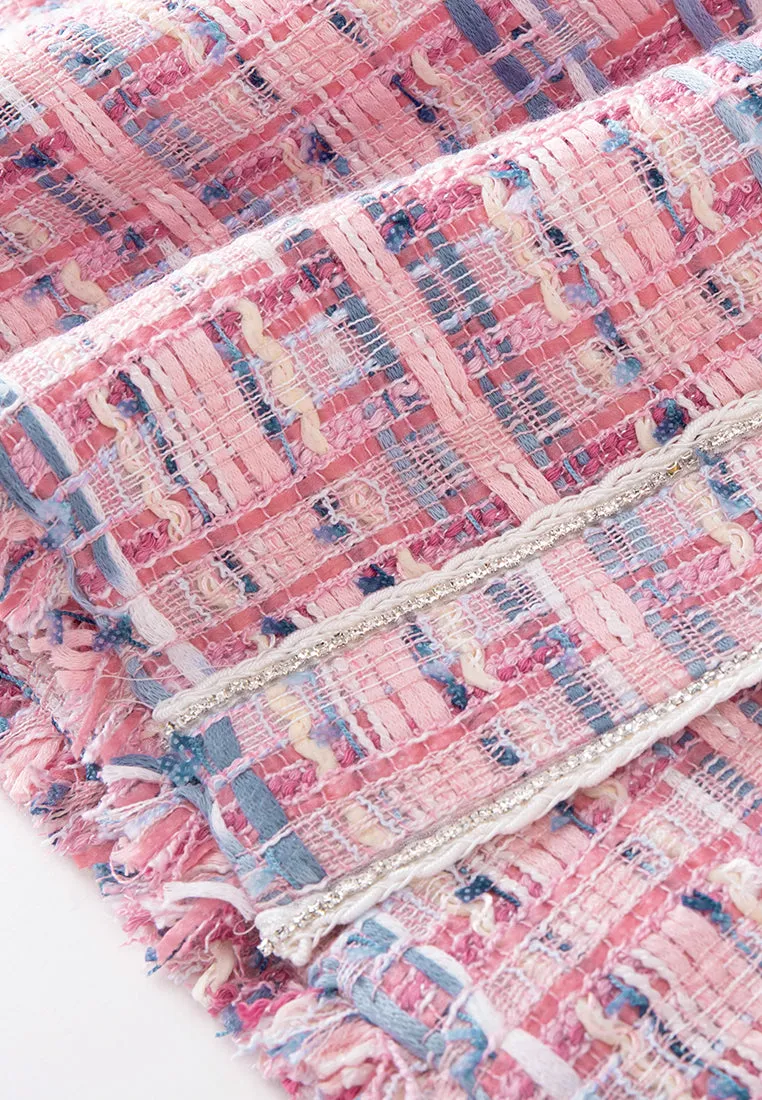 Mixed-tweed Slim-fit Crystal-detail Dress