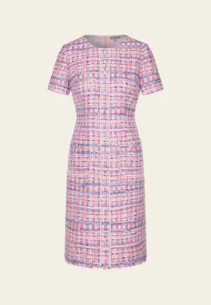Mixed-tweed Slim-fit Crystal-detail Dress