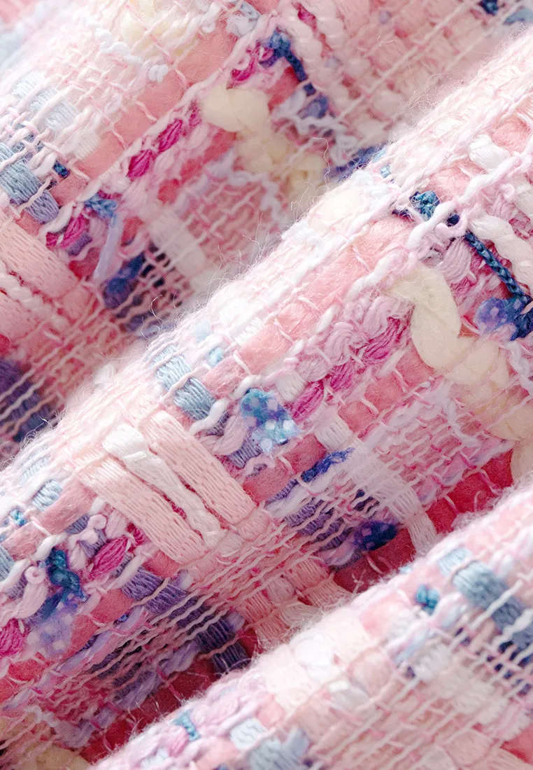 Mixed-tweed Slim-fit Crystal-detail Dress
