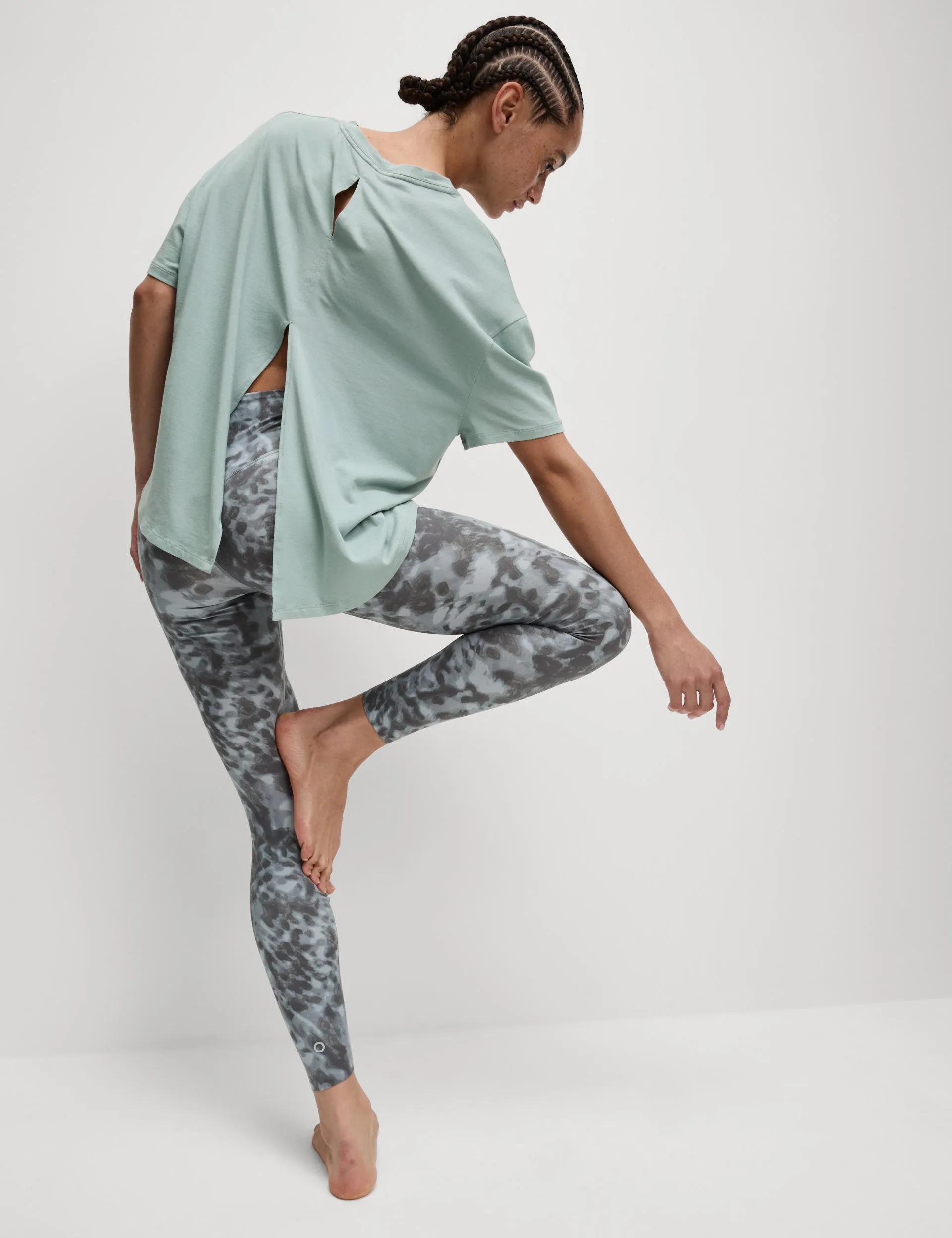 Modal Blend Lightweight Tie Back T-Shirt - Light Mint
