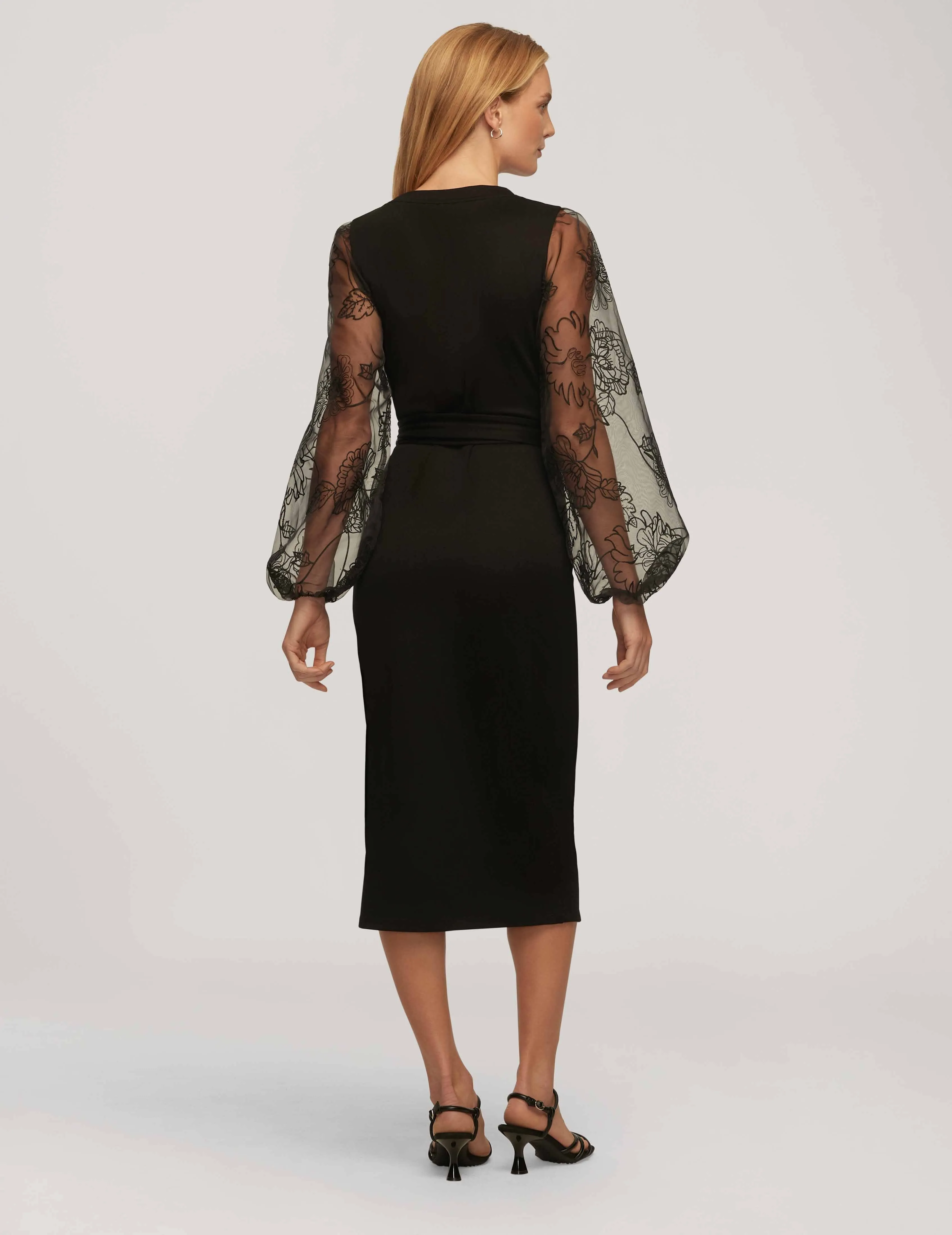 Novelty Balloon Sleeve Midi Dress- Sale