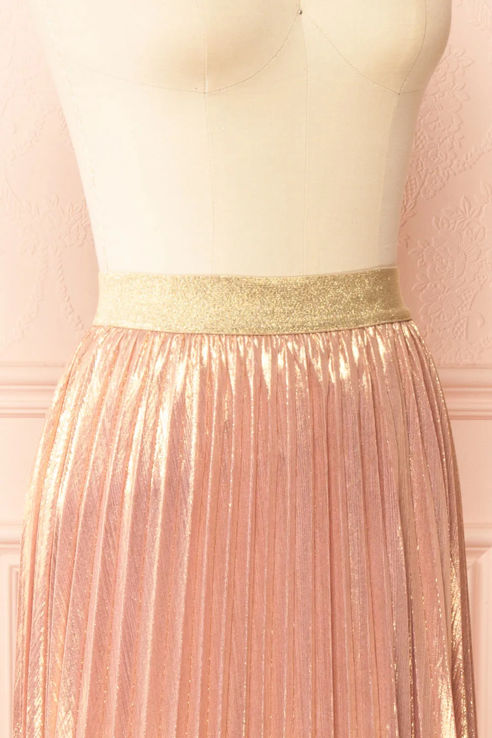 Ociana | Pleated Iridescent Pink Skirt