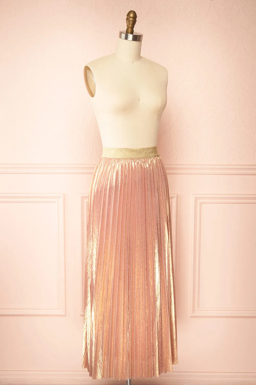 Ociana | Pleated Iridescent Pink Skirt