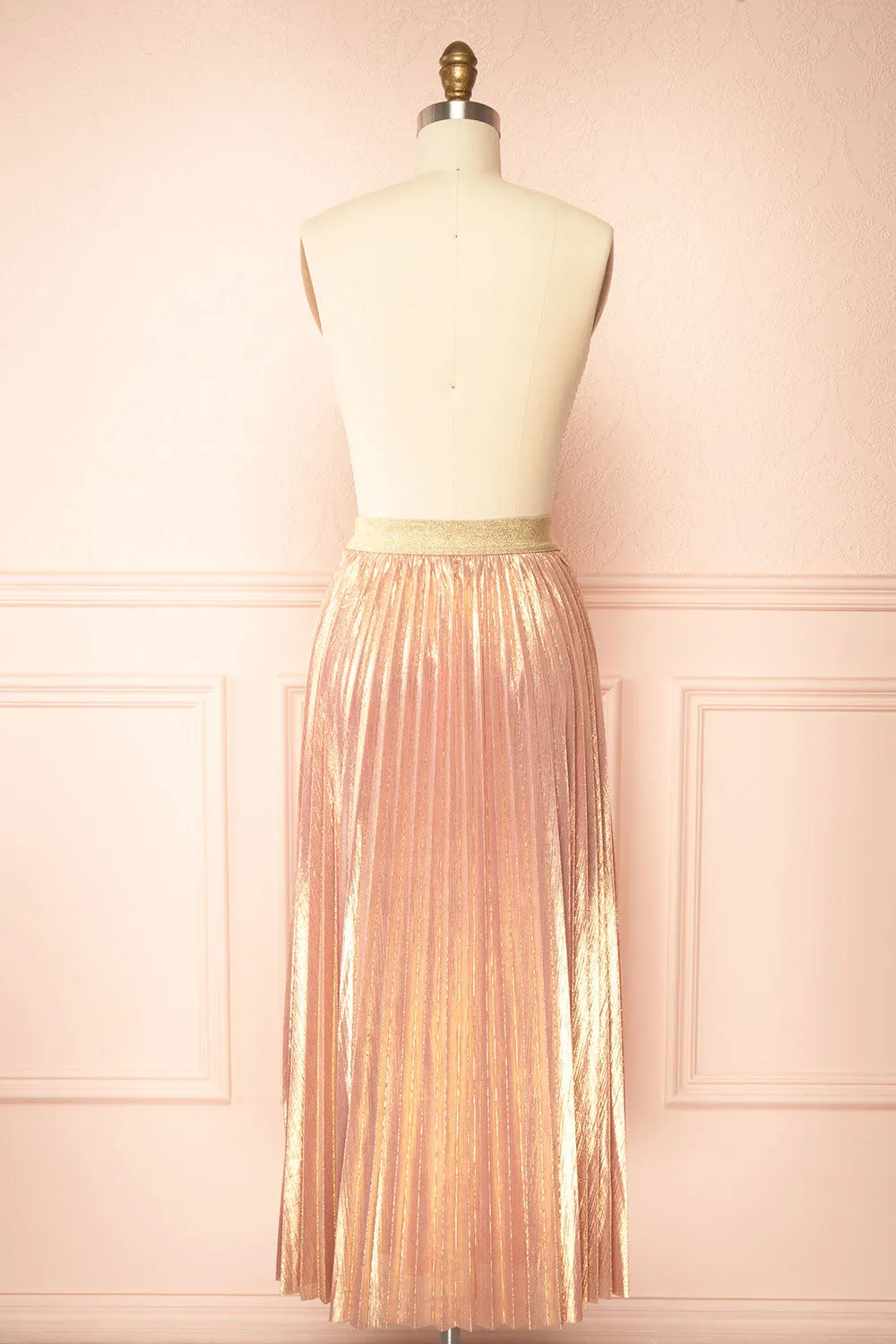 Ociana | Pleated Iridescent Pink Skirt