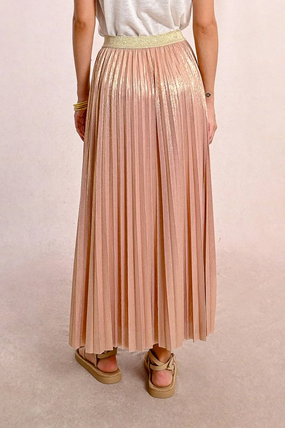 Ociana | Pleated Iridescent Pink Skirt