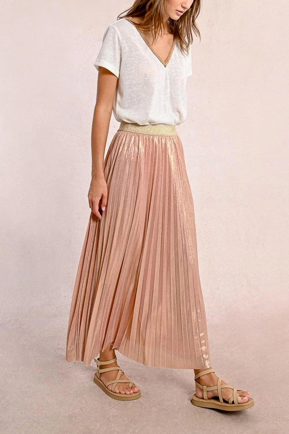 Ociana | Pleated Iridescent Pink Skirt