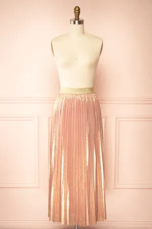 Ociana | Pleated Iridescent Pink Skirt