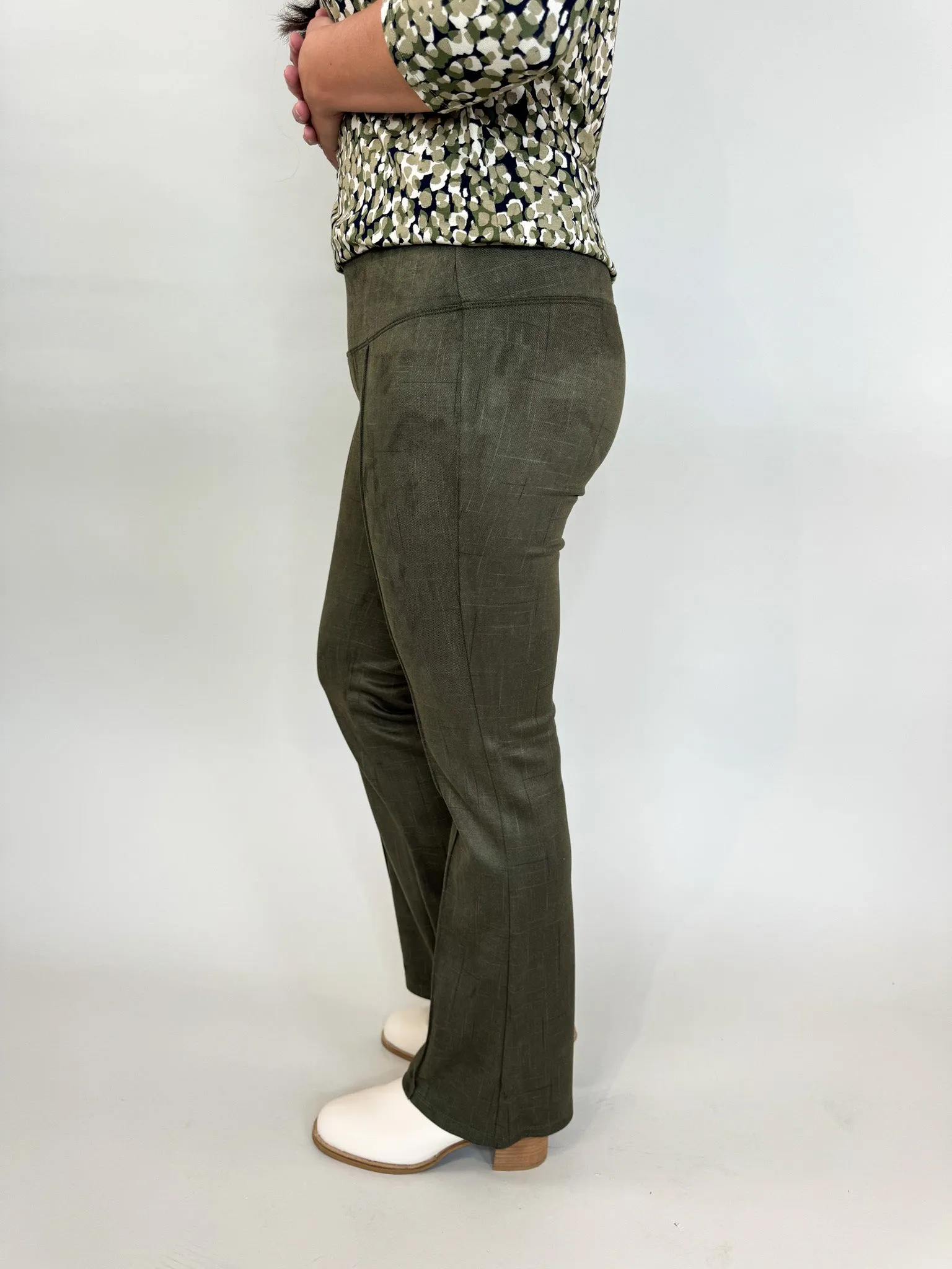 Pearl Olive Flare Trousers
