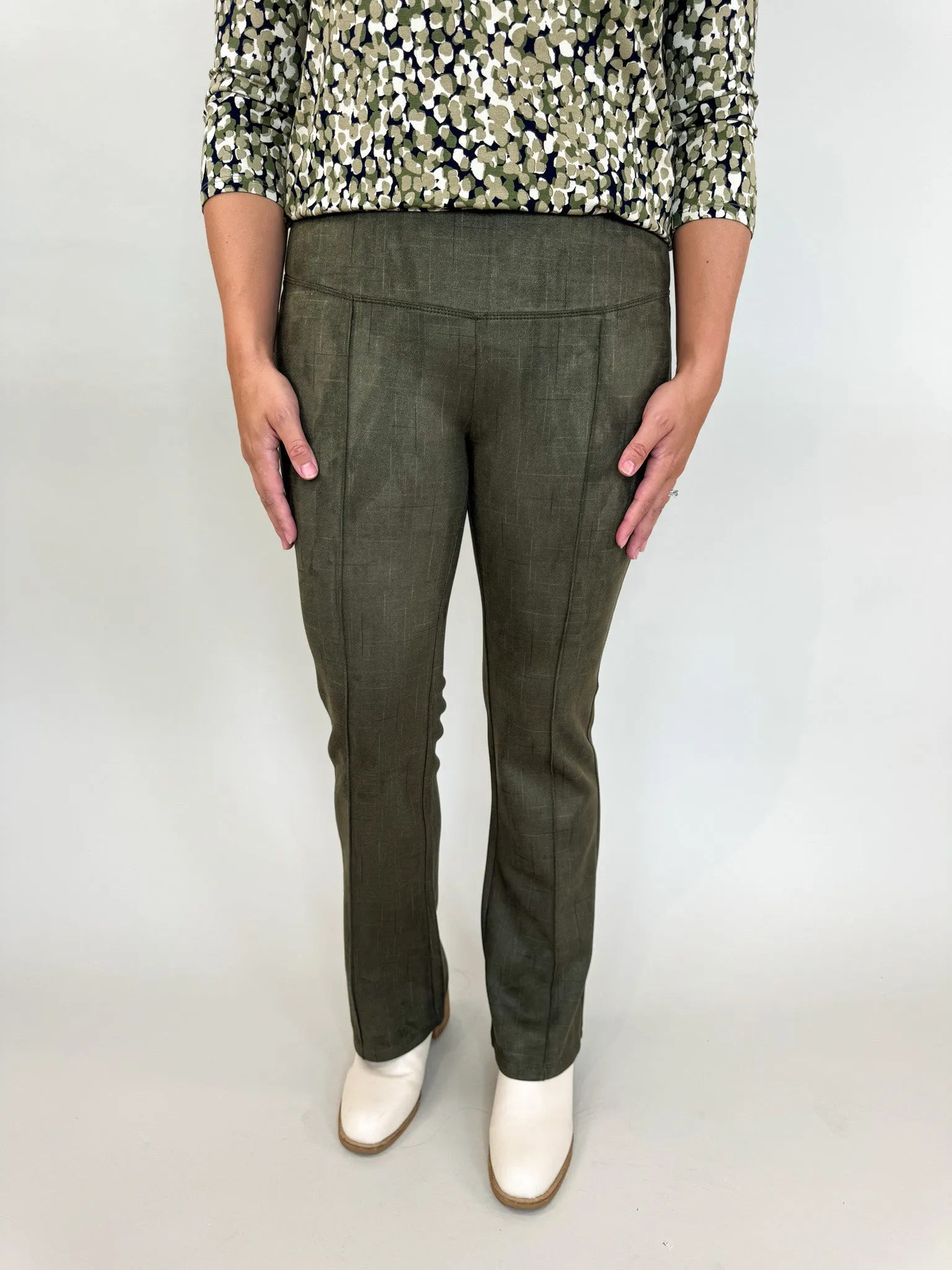 Pearl Olive Flare Trousers
