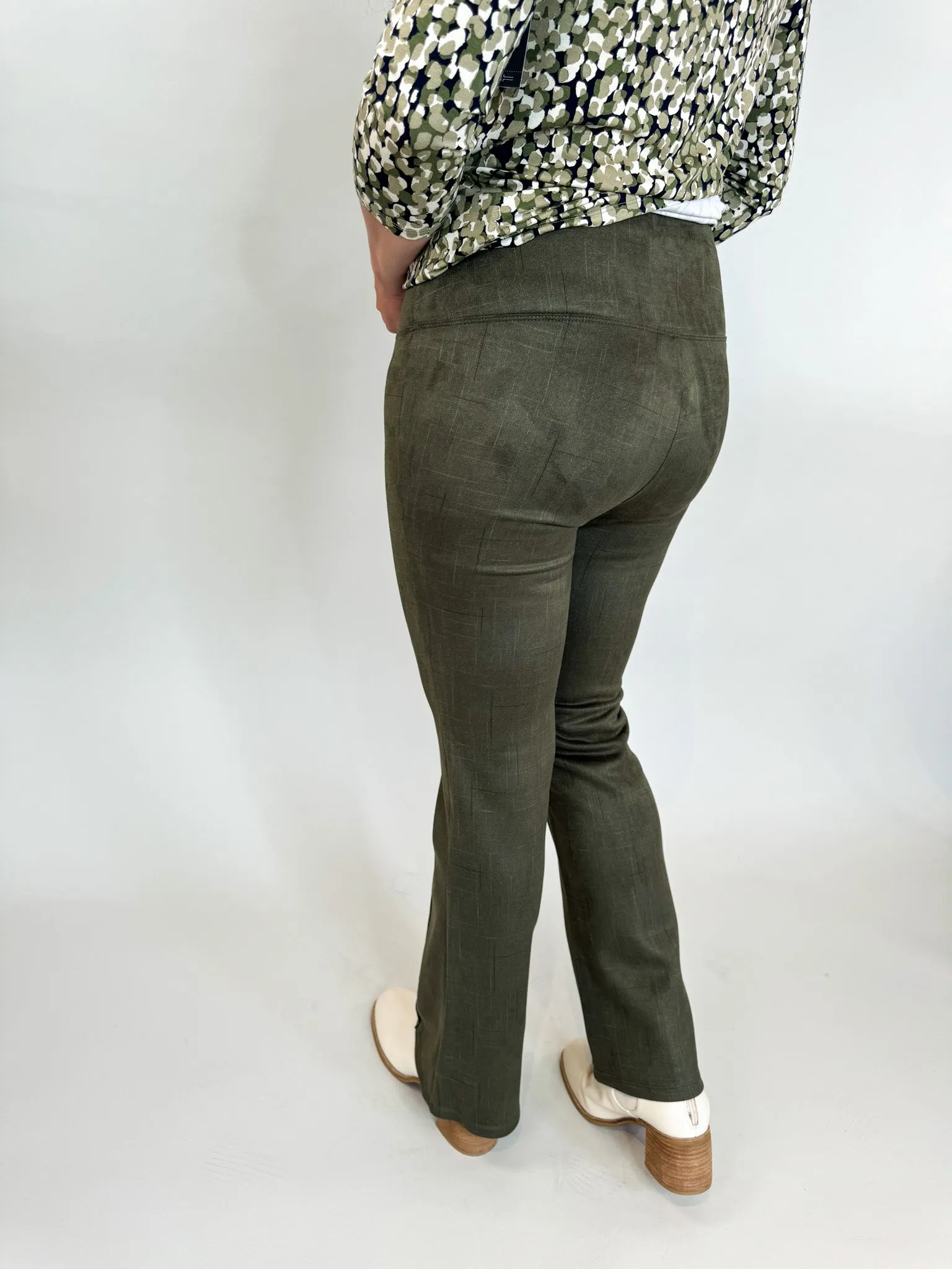 Pearl Olive Flare Trousers