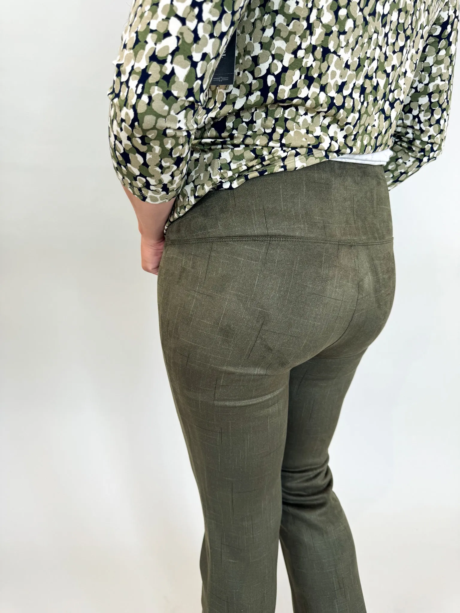 Pearl Olive Flare Trousers