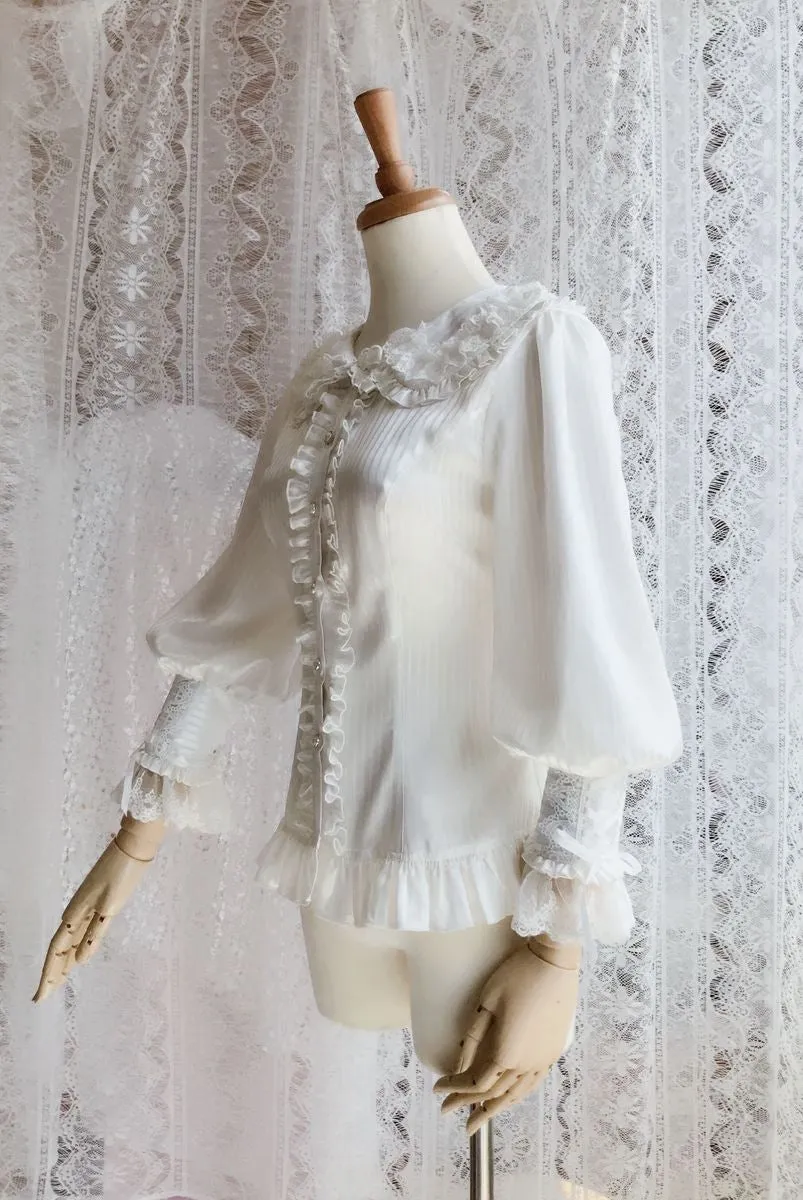 Peter Pan Collar Striped Long Sleeve Blouse
