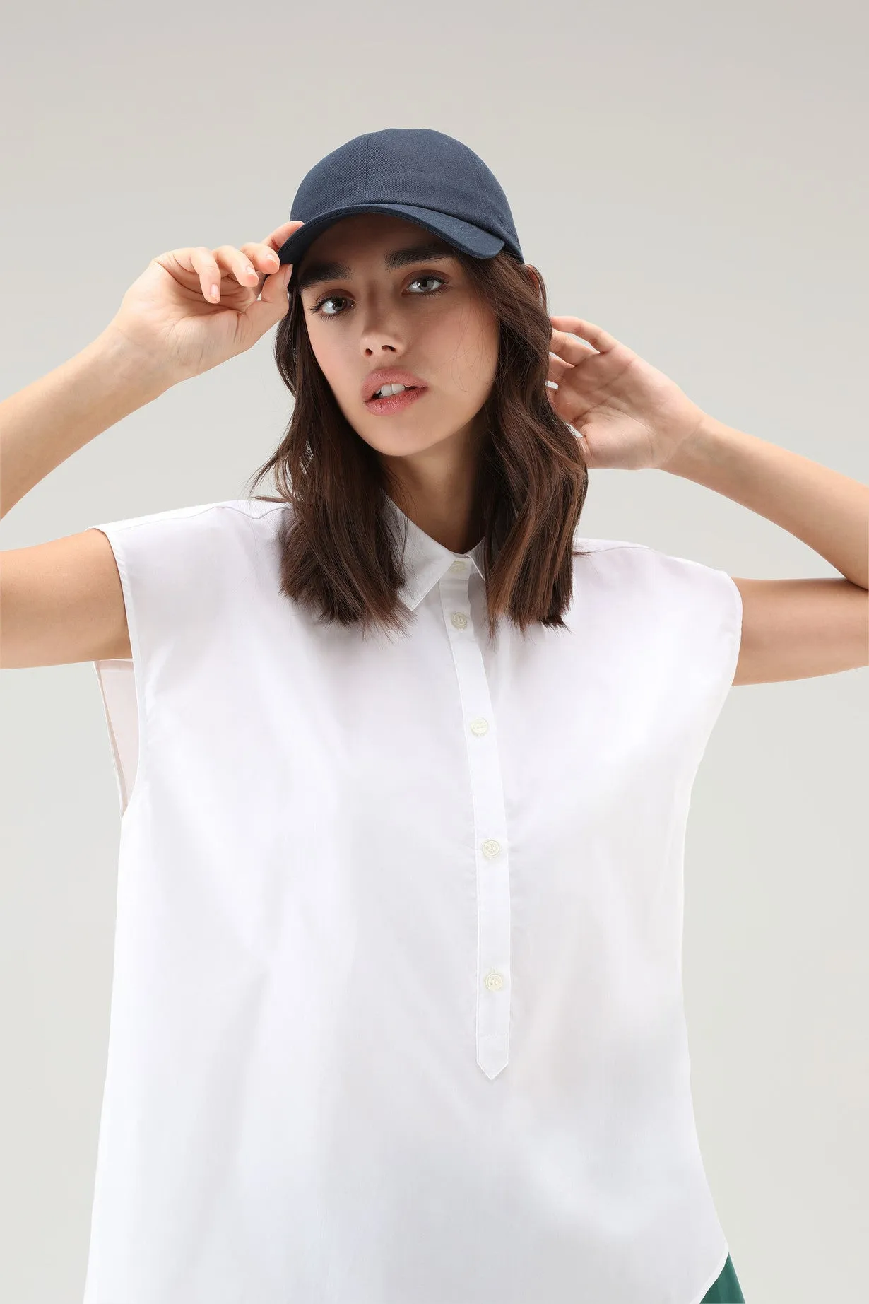 Poplin Blouse In Pure Cotton Poplin Bright White