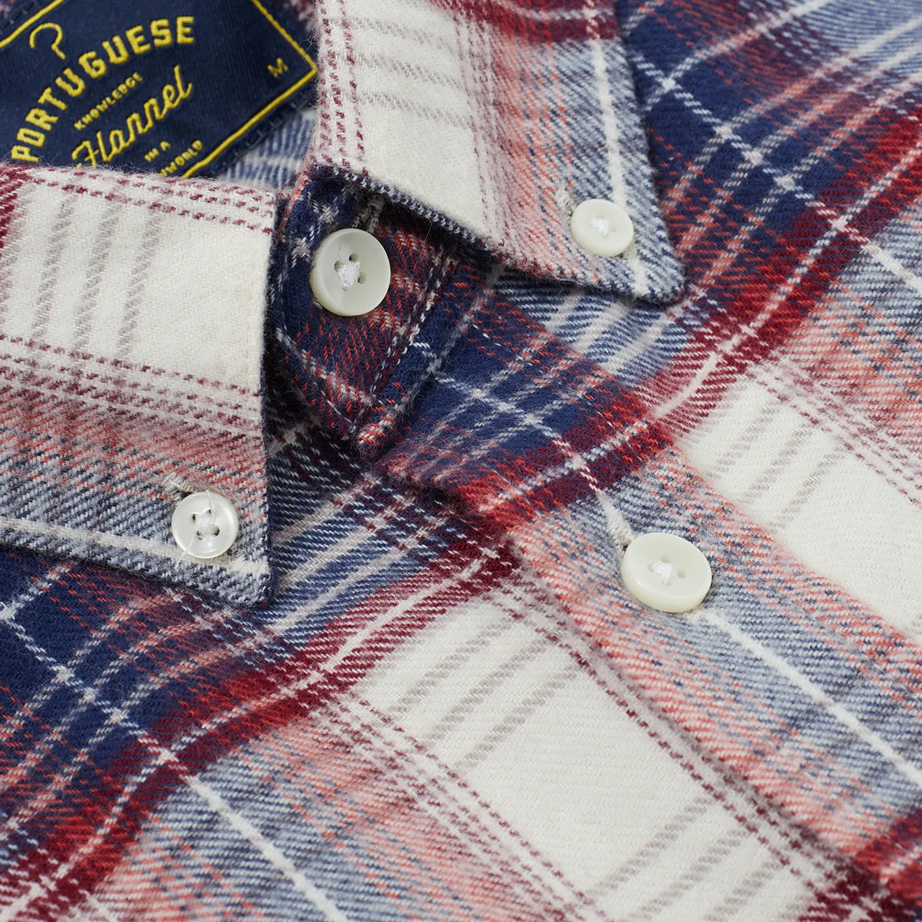 Portuguese Flannel Button Down Liber Shirt Ecru / Blue / Red