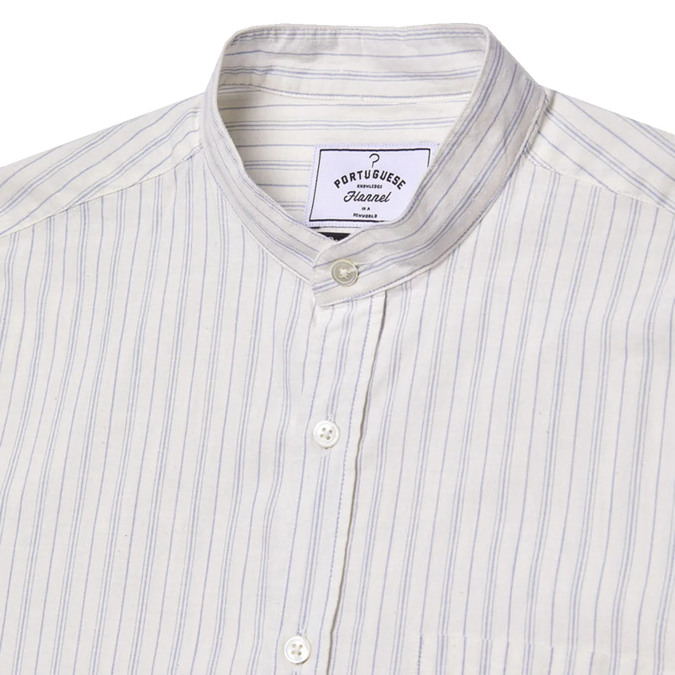 Portuguese Flannel Mao Suave Shirt White / Grey Stripe