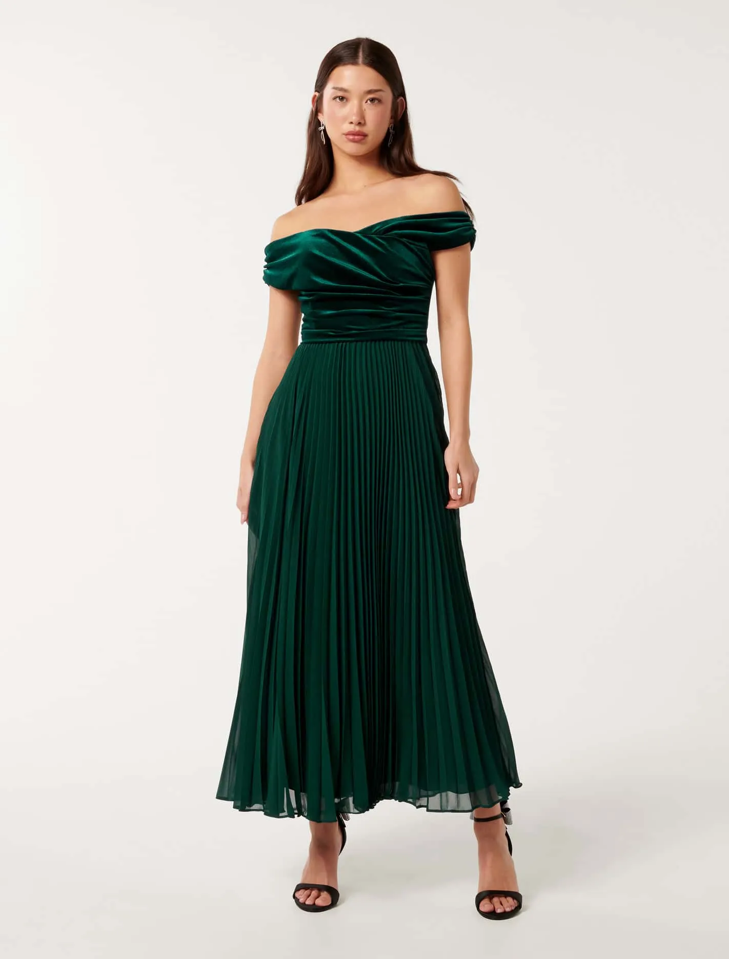 Rebecca Off Shoulder Velvet Dress