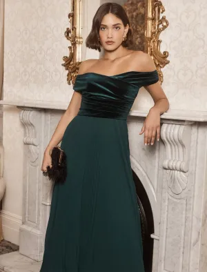 Rebecca Off Shoulder Velvet Dress