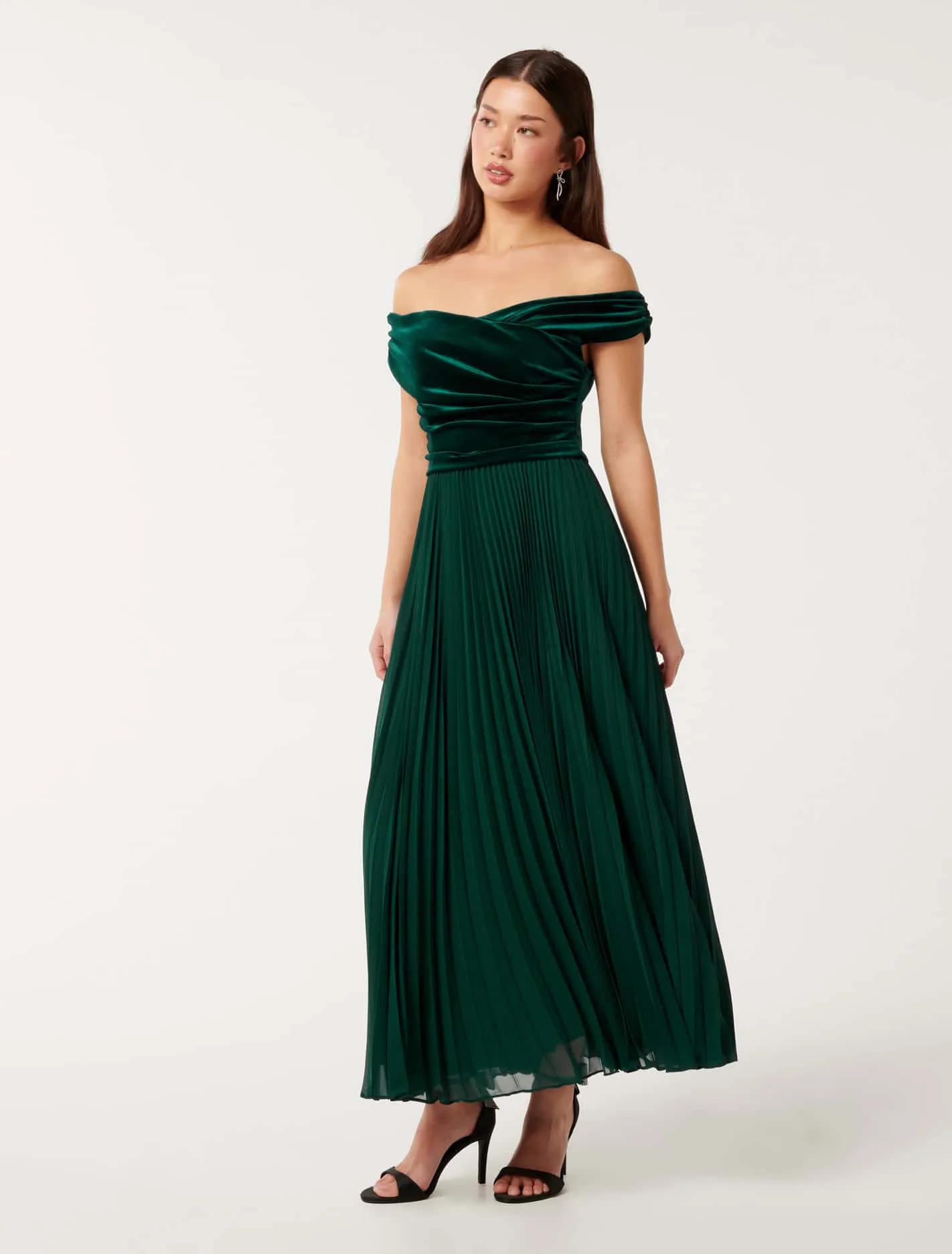 Rebecca Off Shoulder Velvet Dress