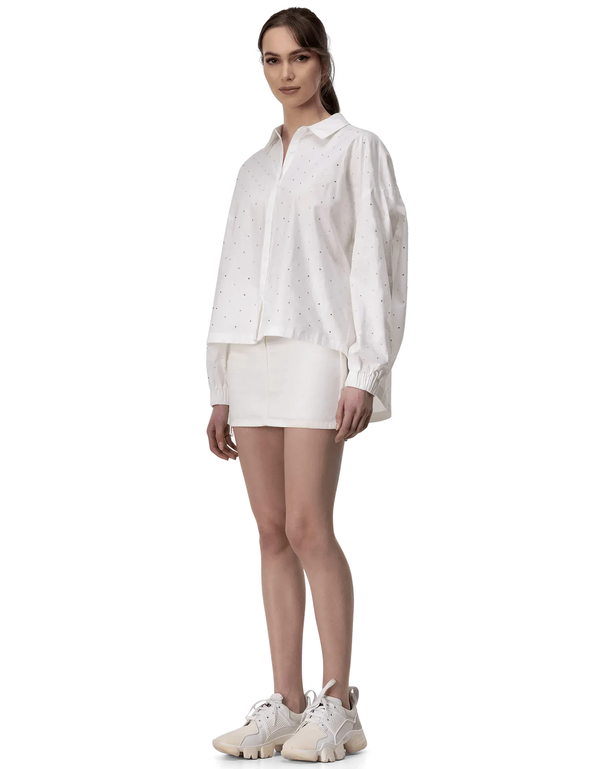 Rhinestone Embellished Poplin Shirt