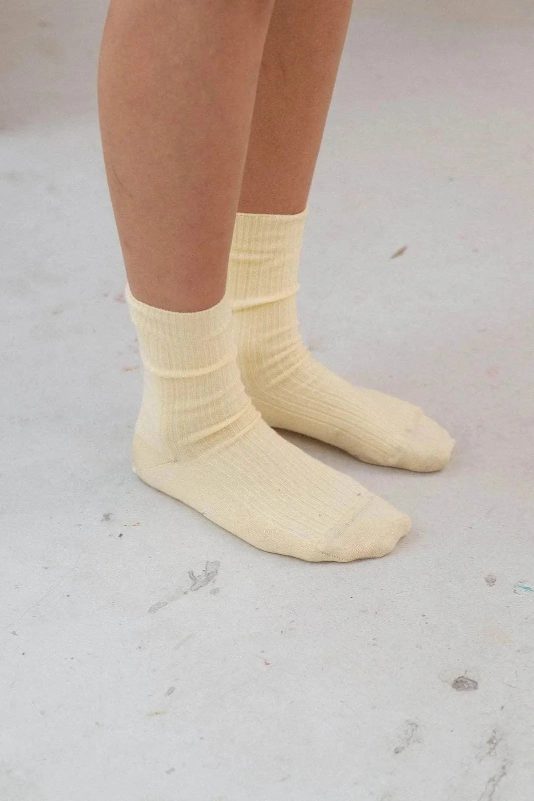 Rib Ankle Socks - Bog Yellow