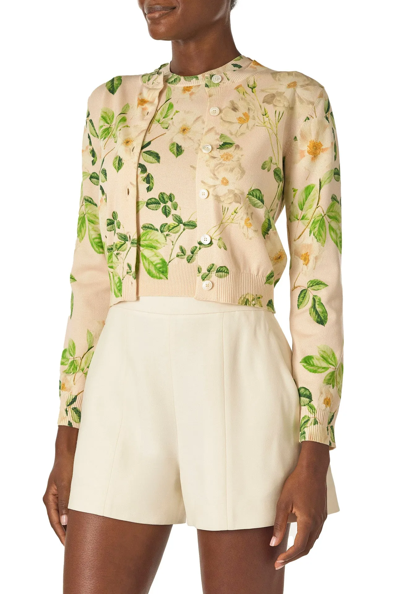Rose Printed Knit Cardigan