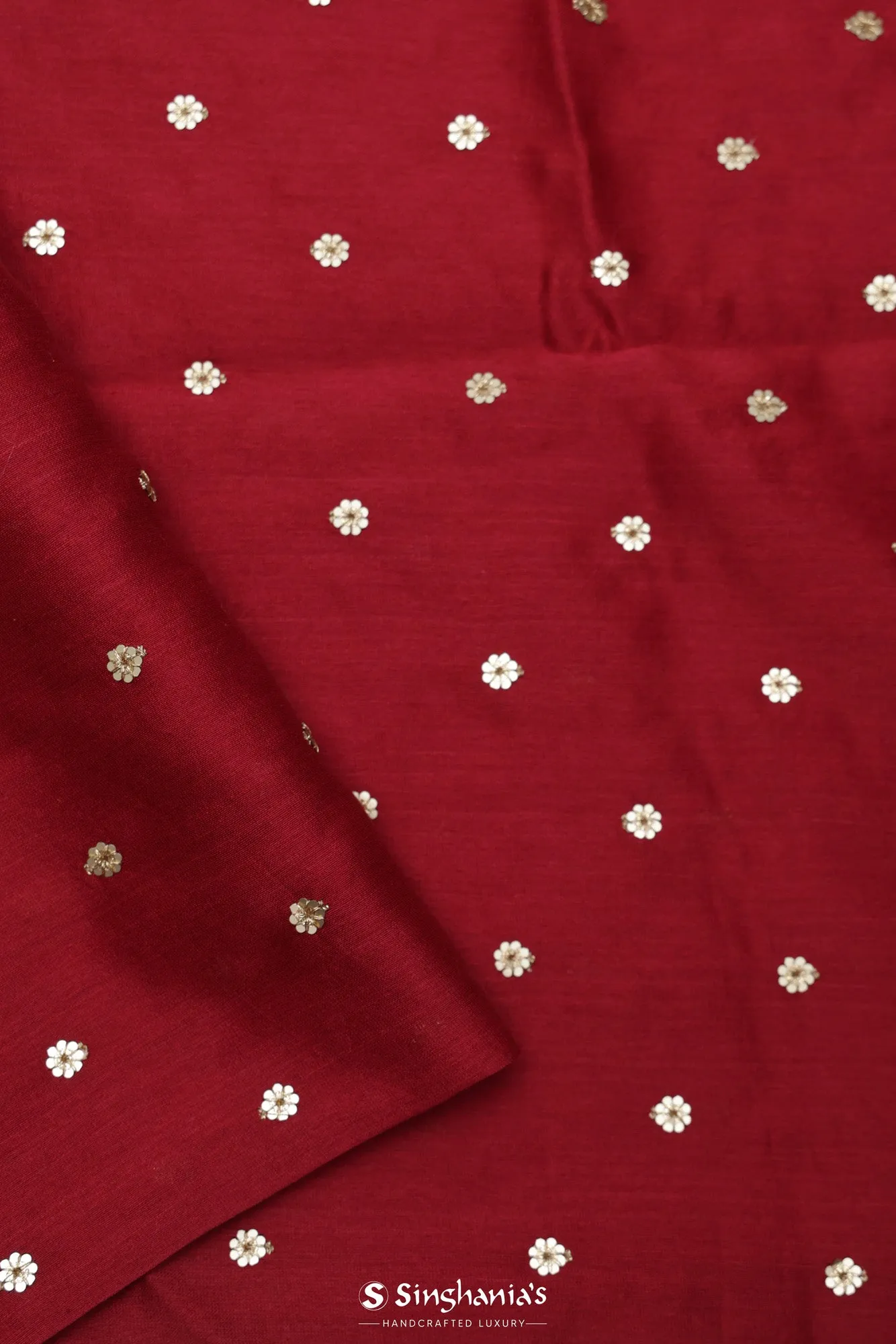 Rum Red Tissue Organza Saree With Hand Embroidery