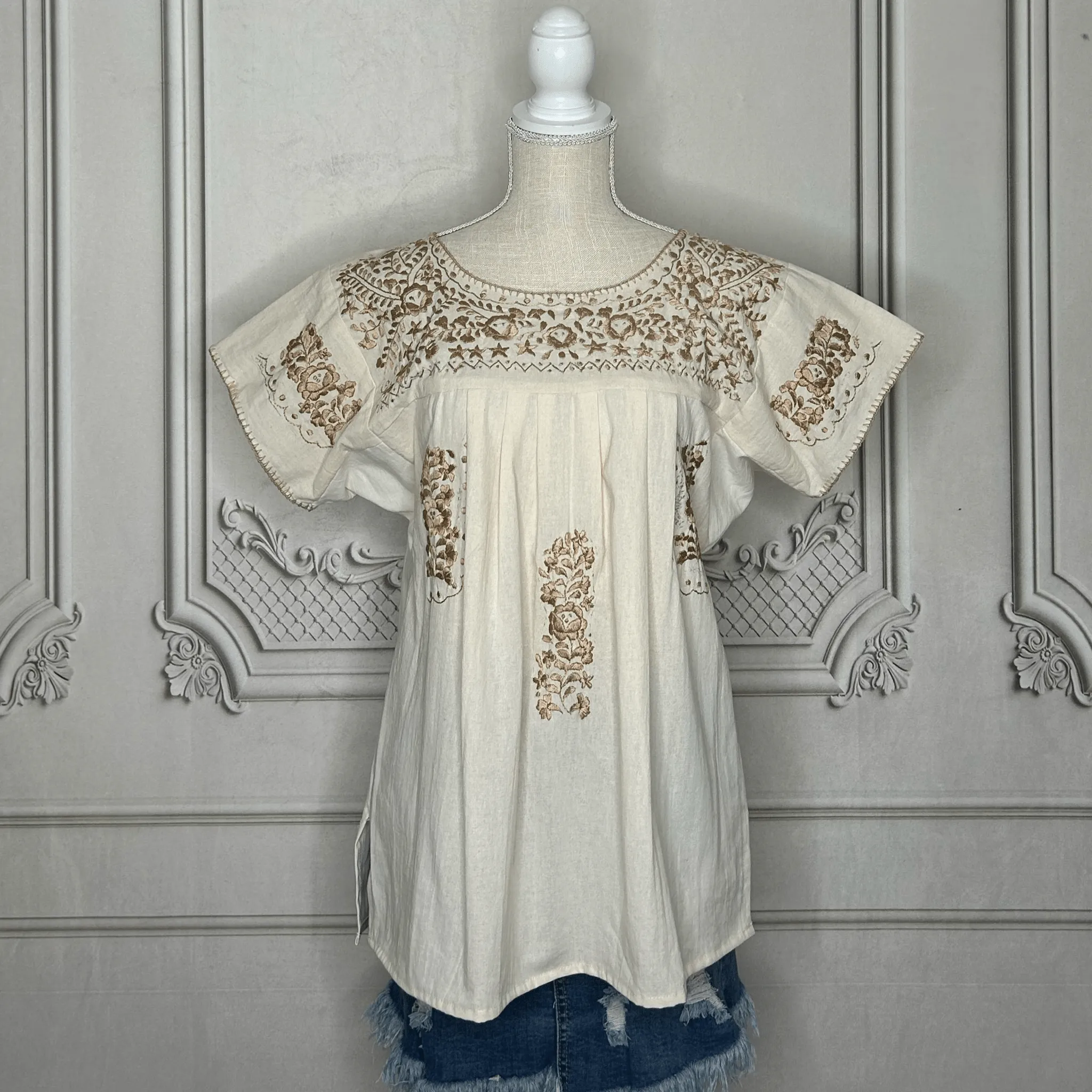 San Antonino Mexican Blouse - Sandrita Gold