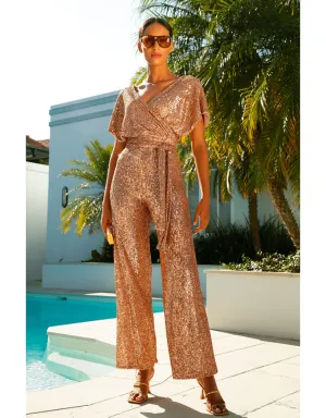 Sequin Palazzo Pant Gold