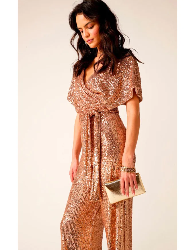 Sequin Palazzo Pant Gold