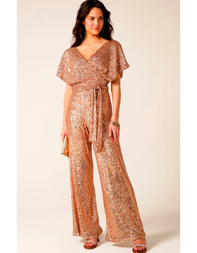 Sequin Palazzo Pant Gold
