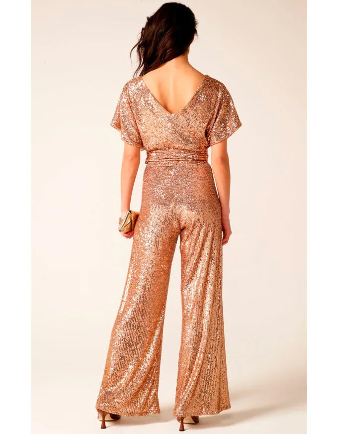 Sequin Palazzo Pant Gold
