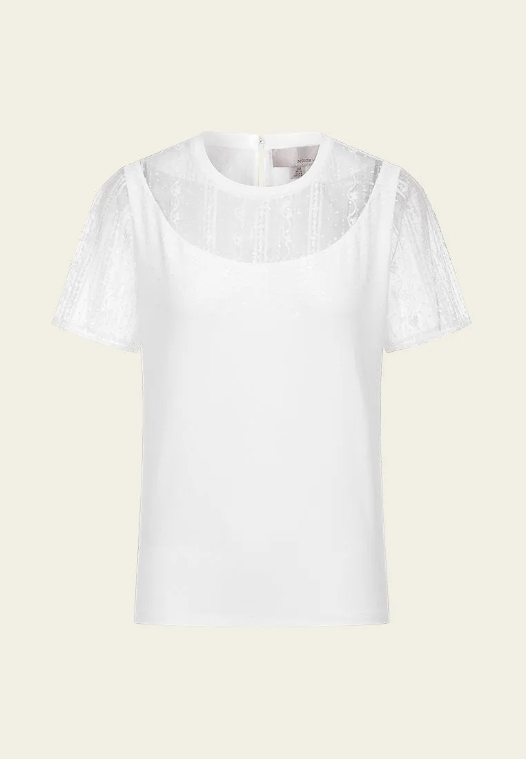 Sequined Mesh-detail Top