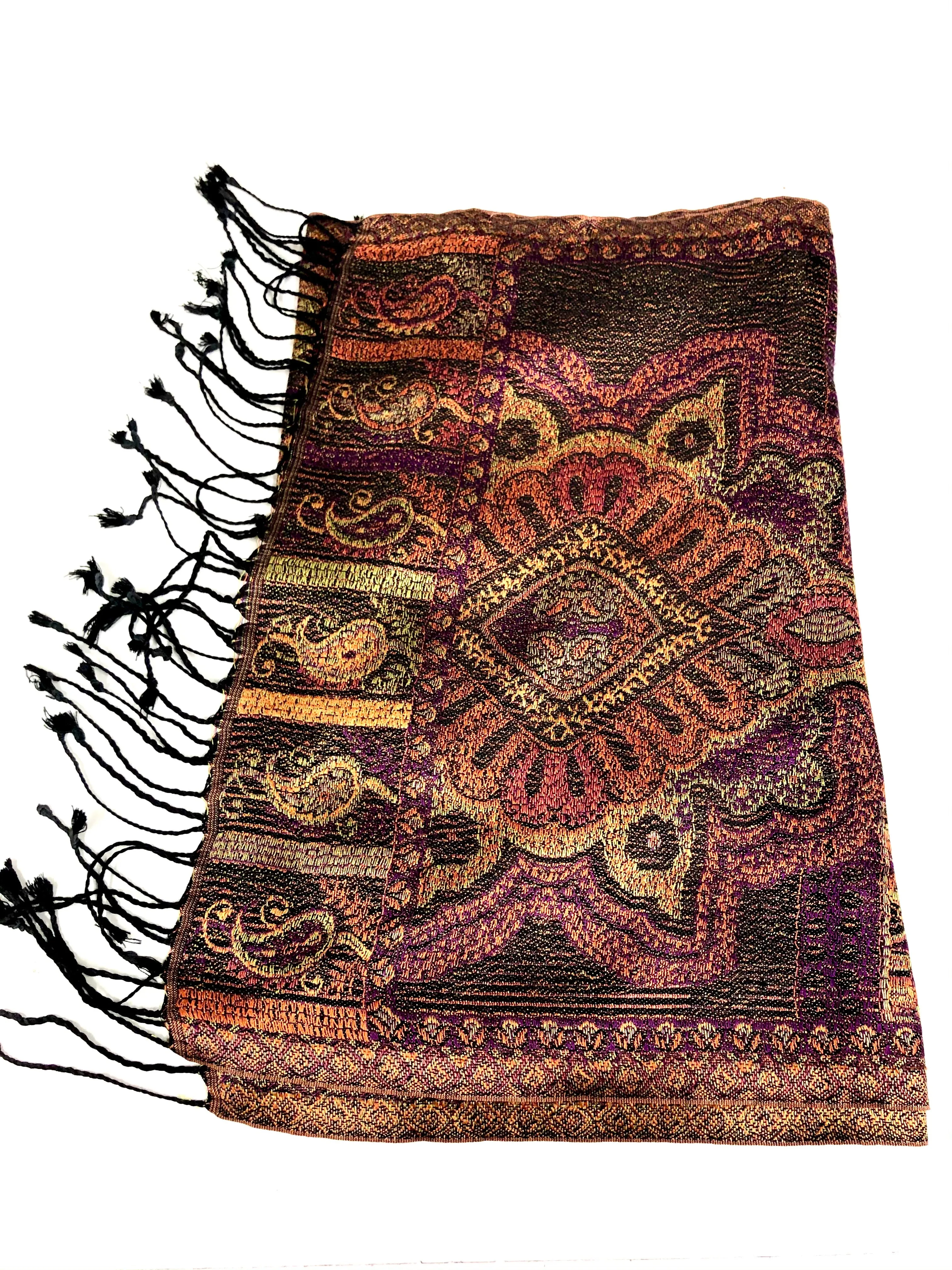Silk jacquard loom scarf