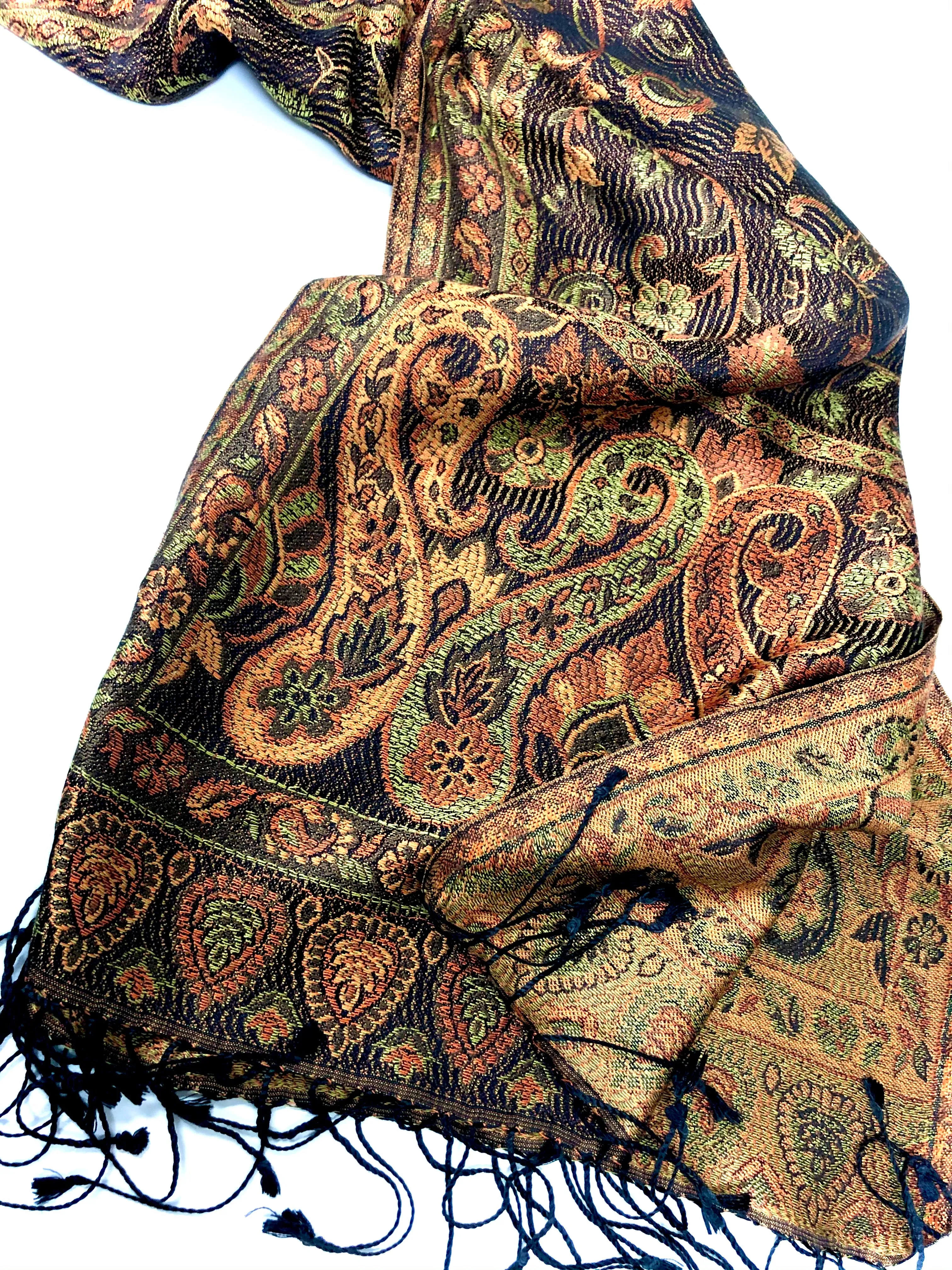 Silk jacquard loom scarf