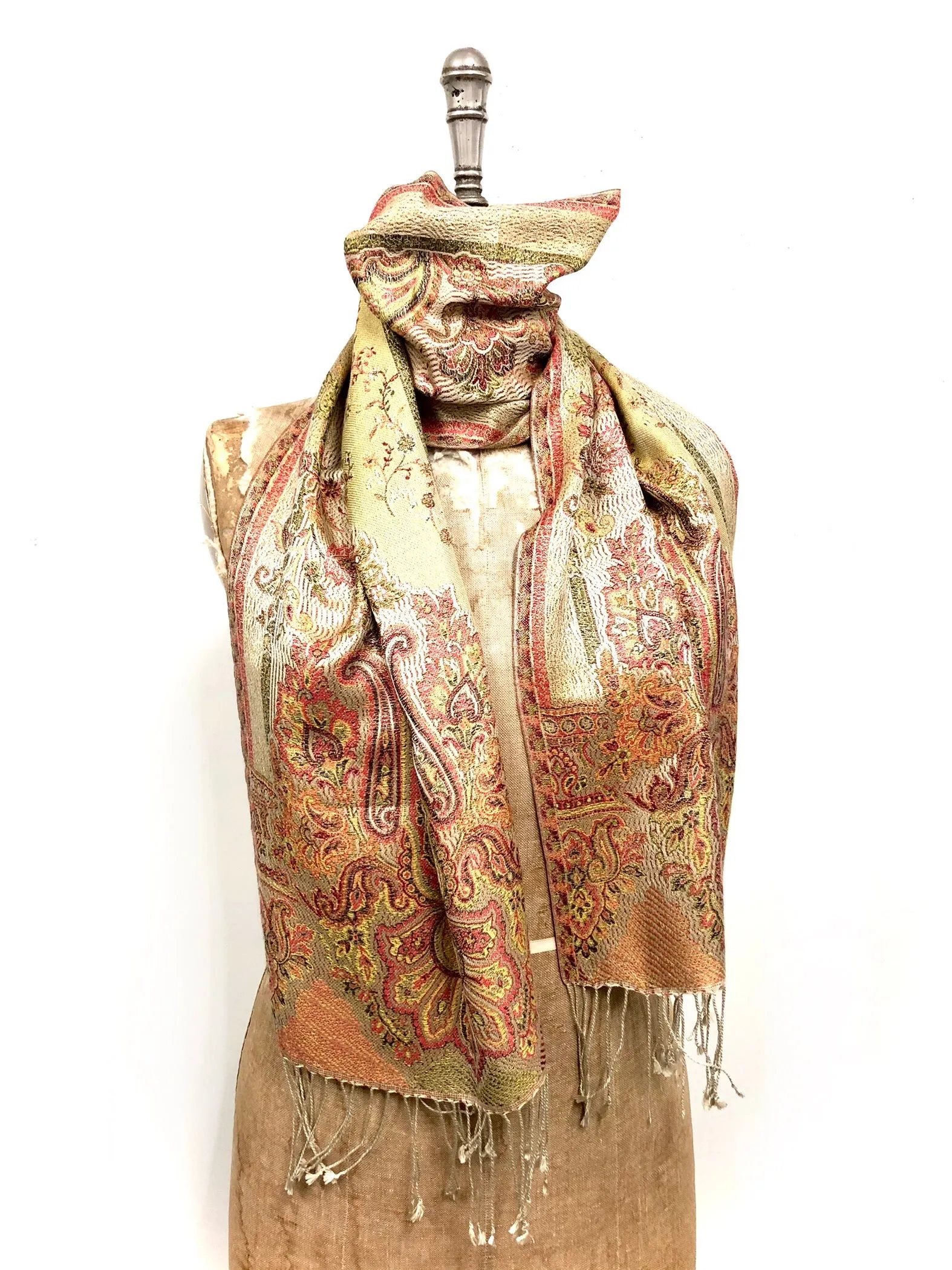 Silk jacquard loom scarf