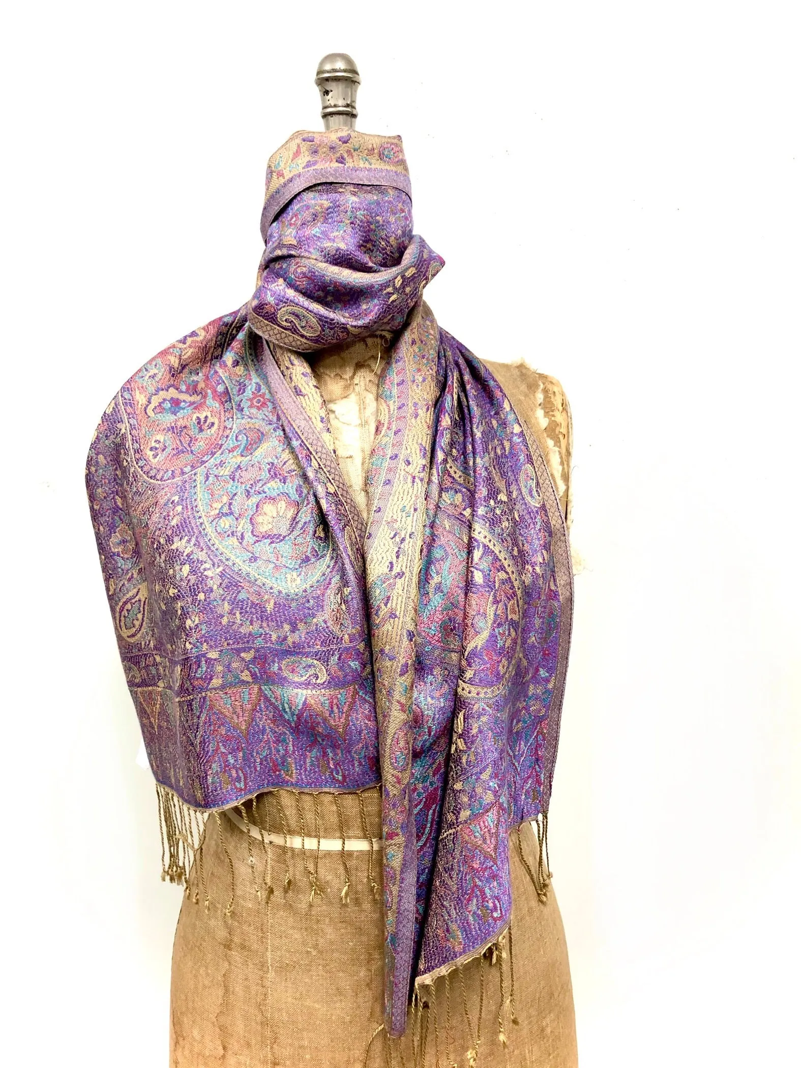 Silk jacquard loom scarf